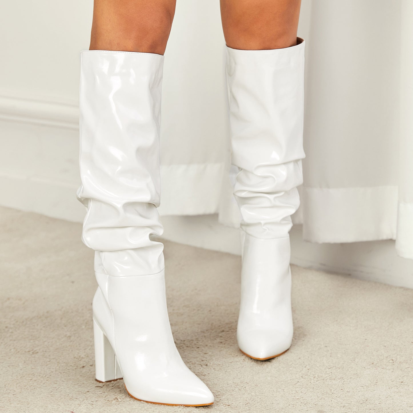 Bottes hautes en cuir verni Marigold