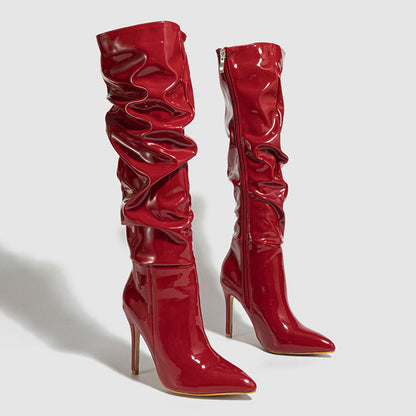 Erica Glossy Ruched Boots