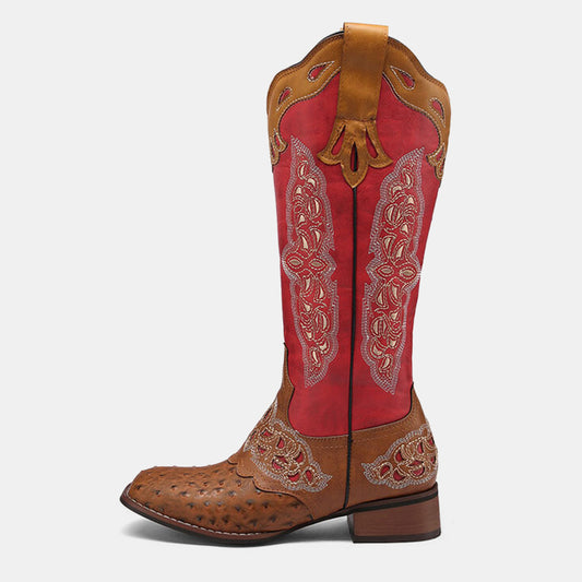 Peony Patchwork Leather Boots