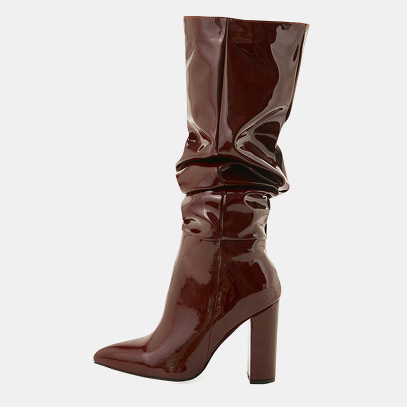 Bottes hautes en cuir verni Marigold