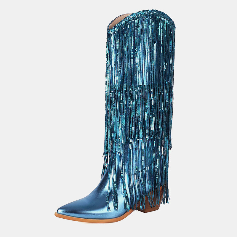 Bottes à pompons brillants Scilla