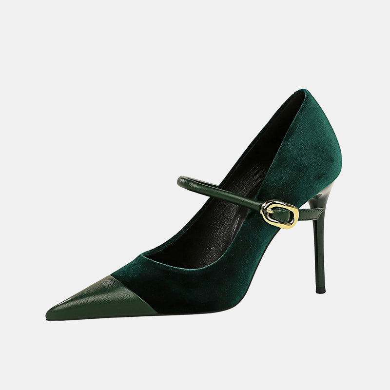 Azalea Velvet Buckle Pumps