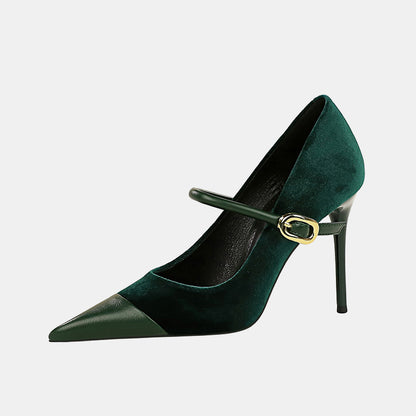 Azalea Velvet Buckle Pumps
