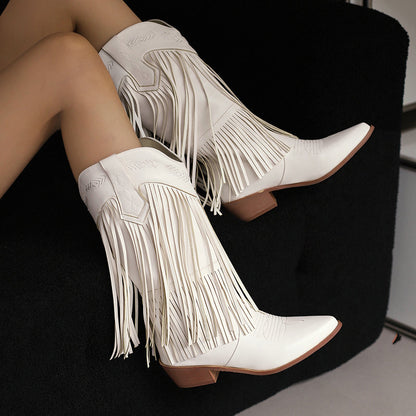 Moonflower Tassels Cowboy Boots