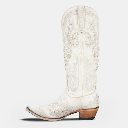 Gardenia Stickerei Vintage Cowboystiefel