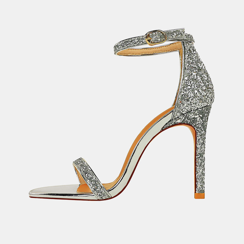 Hebe Pailletten Stiletto Sandalen