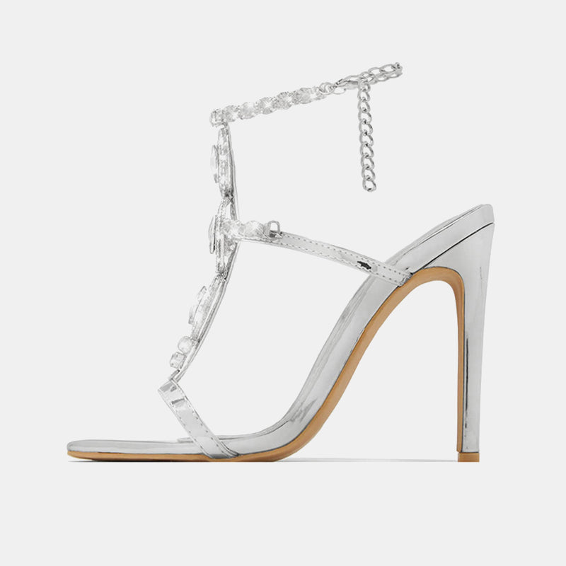 Gänseblümchen-Sandalen mit glänzendem Strassstein