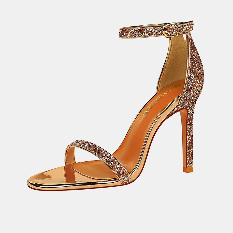 Hebe Pailletten Stiletto Sandalen