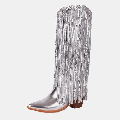 Bottes à pompons brillants Scilla