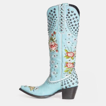 Gardenia Cowboystiefel mit Vintage-Stickerei