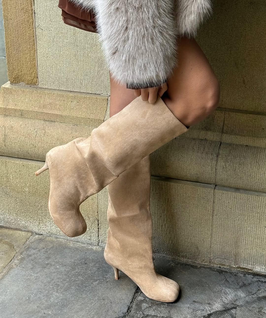 Dahlia Suede Kitten Heel Knee High Boots