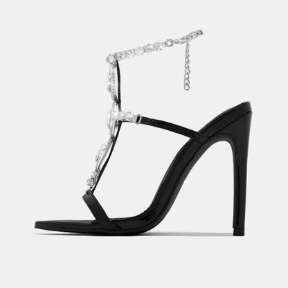 Gänseblümchen-Sandalen mit glänzendem Strassstein