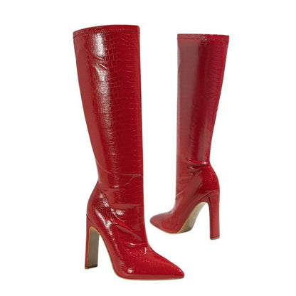 Size 9 Red Nepeta Irregular Stone Pattern Boots