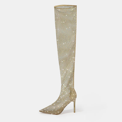 Lantana Rhinestone Fishnet Boots