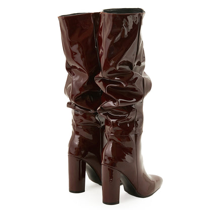 Bottes hautes en cuir verni Marigold