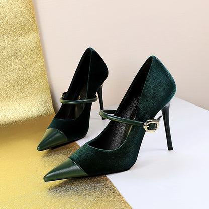 Azalea Velvet Buckle Pumps