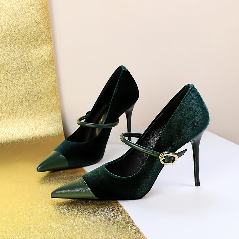 Azalea Velvet Buckle Pumps