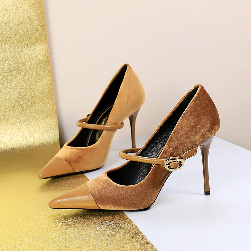 Azalea Velvet Buckle Pumps
