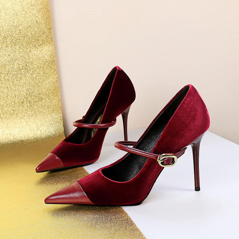 Azalea Velvet Buckle Pumps