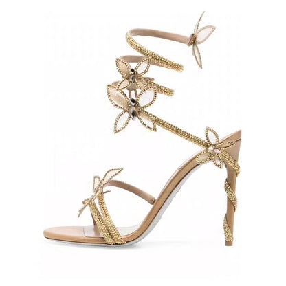Dahlia Butterfly Rhinestone Sandals