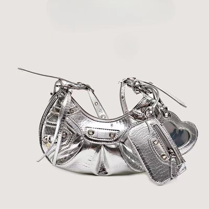 Freya Crocodile Hobo Half-Moon Bag