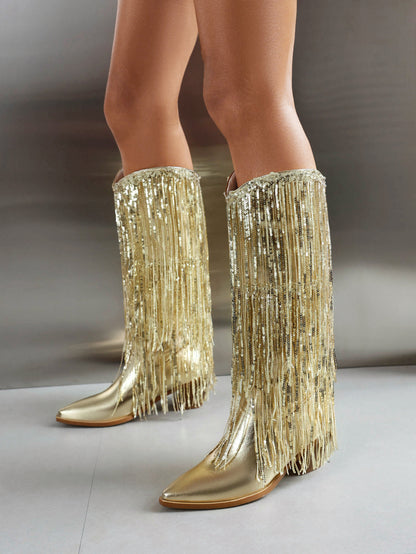 Bottes à pompons brillants Scilla