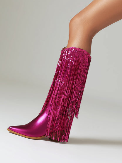 Bottes à pompons brillants Scilla