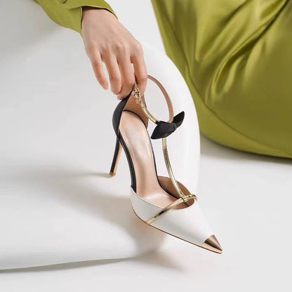 Pansy Bow Ankle T-Strap High Heels
