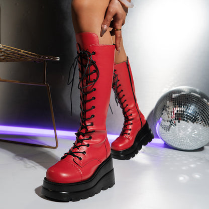 Kniehohe Linaria-Stiefel mit Plateau
