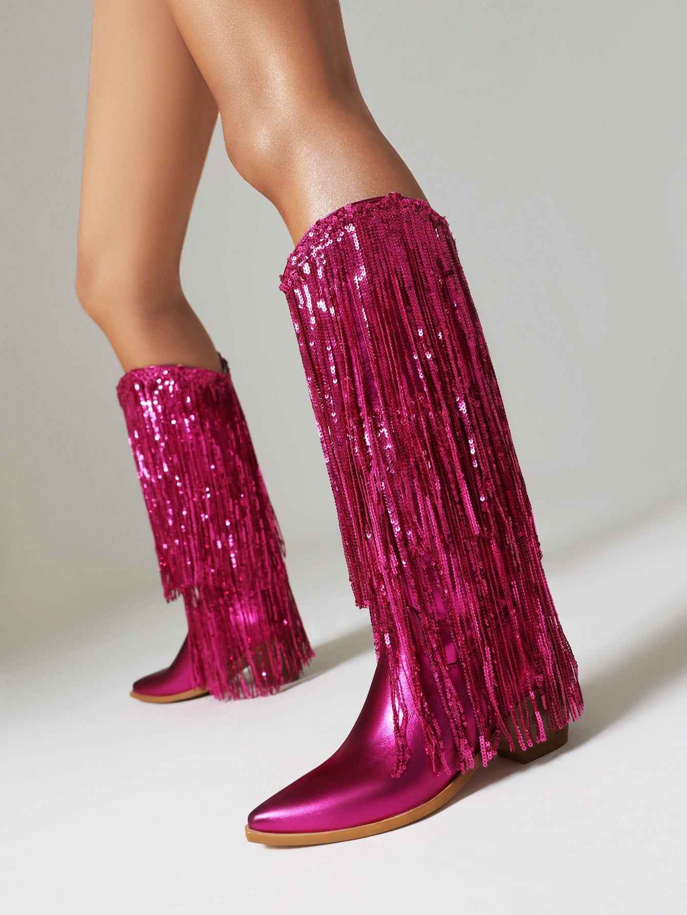 Bottes à pompons brillants Scilla