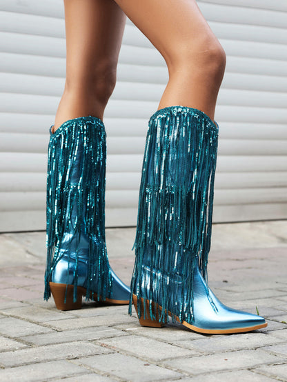 Bottes à pompons brillants Scilla