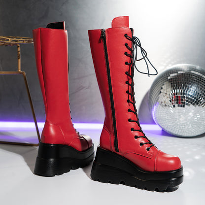 Kniehohe Linaria-Stiefel mit Plateau