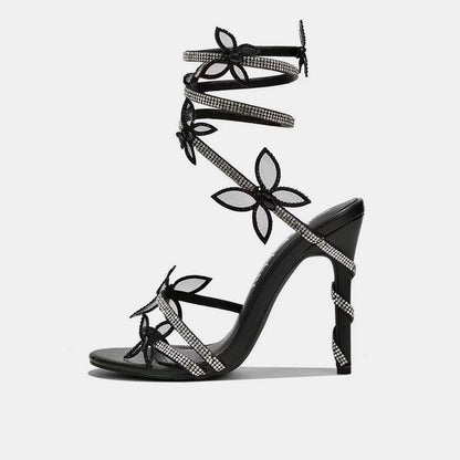 Dahlia Butterfly Rhinestone Sandals