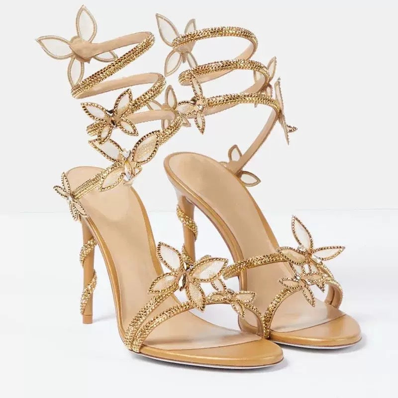 Dahlia Butterfly Rhinestone Sandals