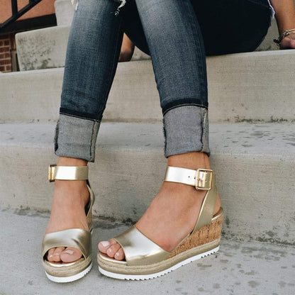 Erica Ankle Buckle Wedge Sandals