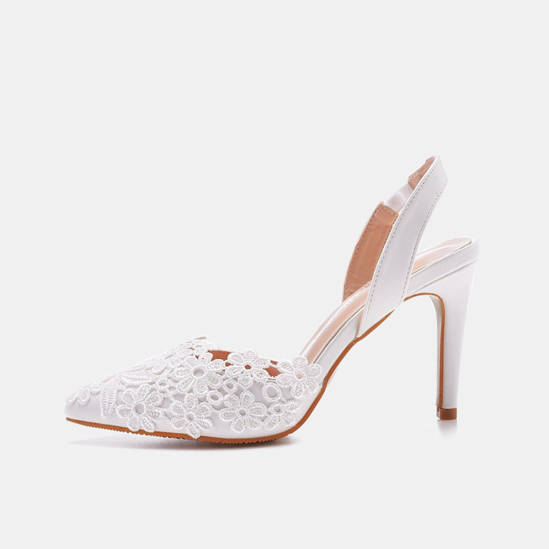 Crystal Lace Sling back Heels