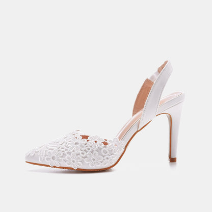Crystal Lace Sling back Heels