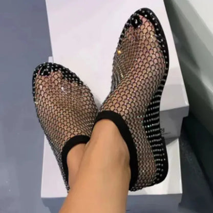 Azalea Fishnet Mesh Shiny Flats