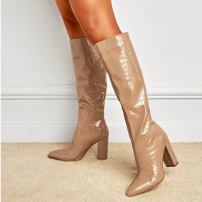 Cosmos Stone Pattern Knee-high Boots
