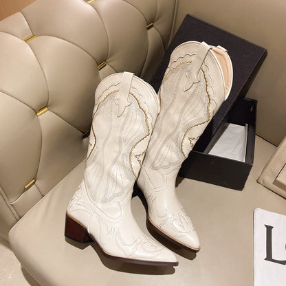 Begonia bestickte Western-Cowboystiefel