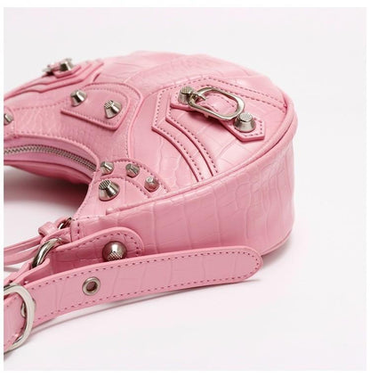 Freya Crocodile Hobo Half-Moon Bag