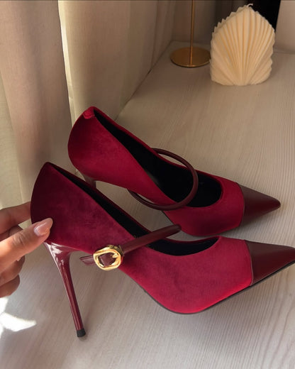 Azalea Velvet Buckle Pumps