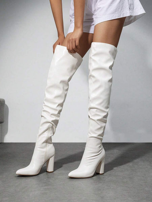Rose Vogue Block Heel Overknee Boots