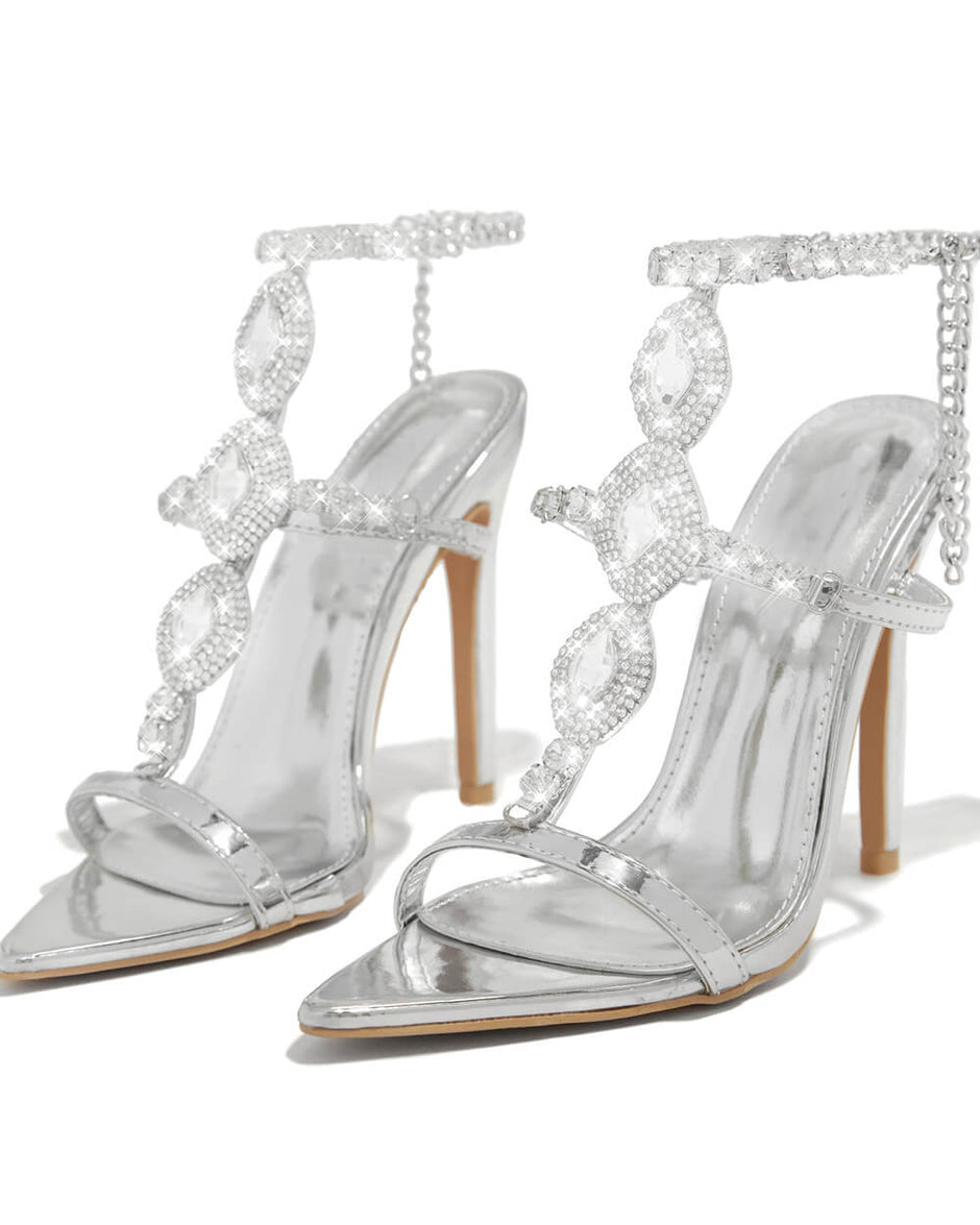 Gänseblümchen-Sandalen mit glänzendem Strassstein