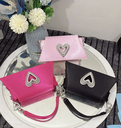 Olivia Sparkling Heart Rhinestone Handbag