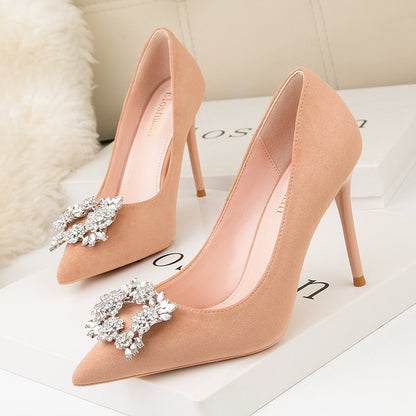 Nemesia Rhinestone Suede Pumps