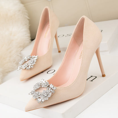 Nemesia Rhinestone Suede Pumps