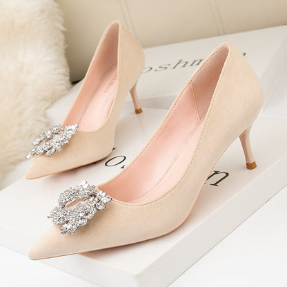 Nemesia Rhinestone Suede Pumps