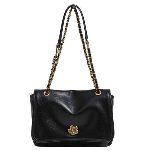 Emily Schulter-Umhängetasche aus weichem Leder mit großer Kapazität und Kette