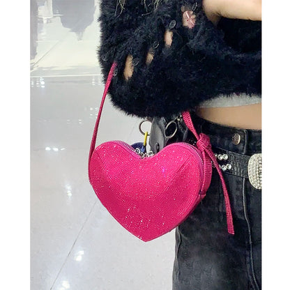 Mini sac à main Ava en strass en forme de cœur